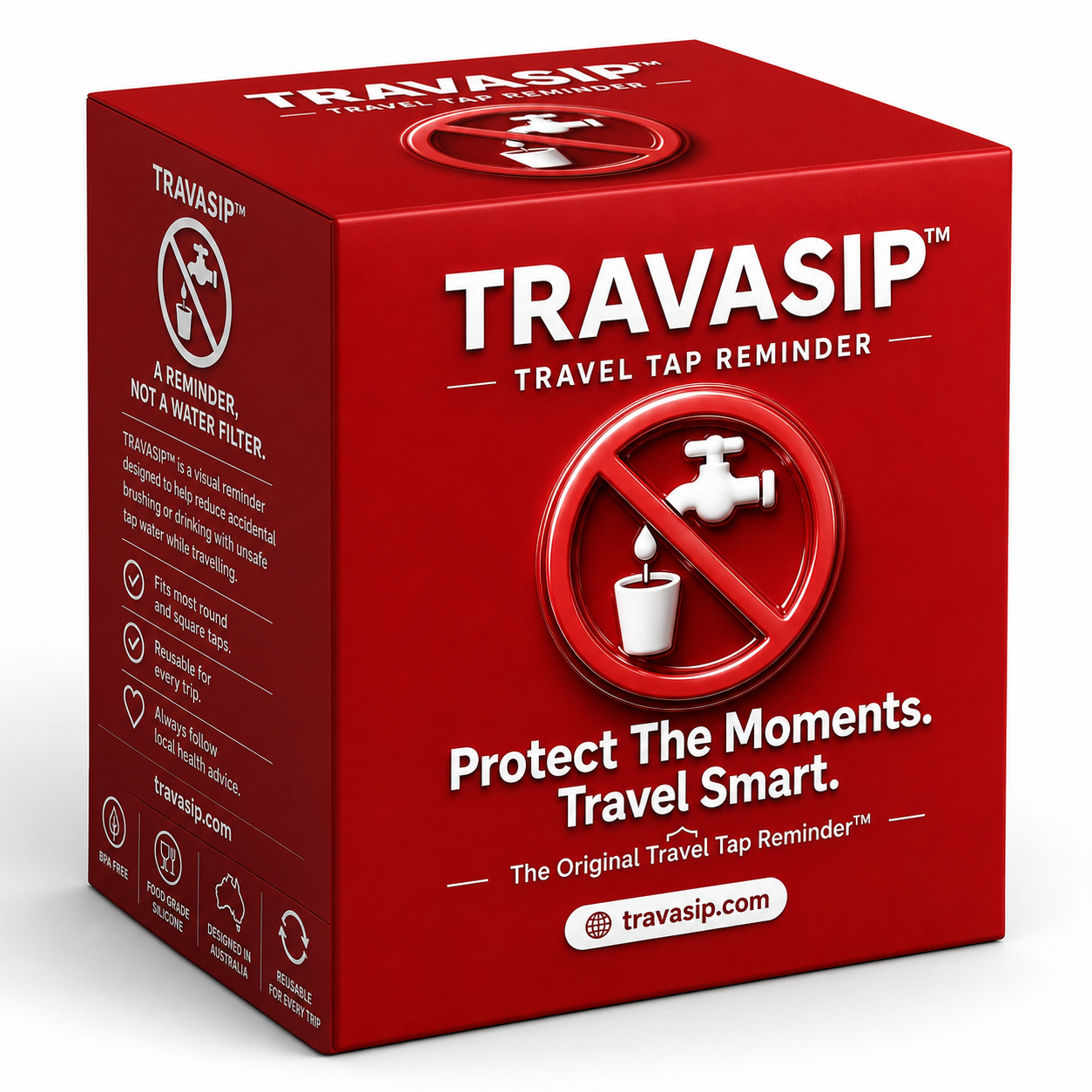 TRAVASIP™ – Travel Tap Cover Reminder.
